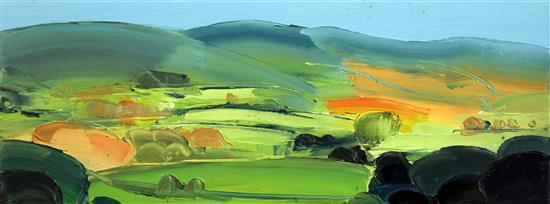 Sarah Carvell (b.1964) Autumnal landscape, 8 x 19.5in.